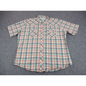 Wrangler Shirt Mens Extra Large Orange Blue 20X Competition Pearl Snap Western